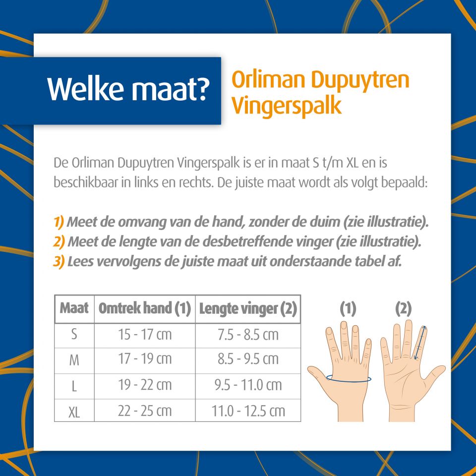 Maattabel Orliman Dupuytren vingerspalk