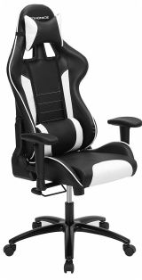 Gamestoel met kantelfunctie en verstelbare armleuningen (zwart/wit)