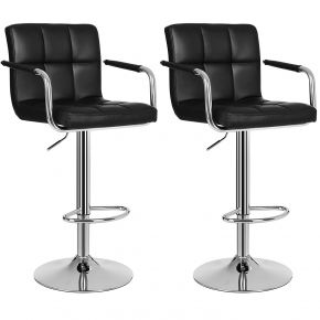 Barkruk met armleuning zwart set van 2 stuks