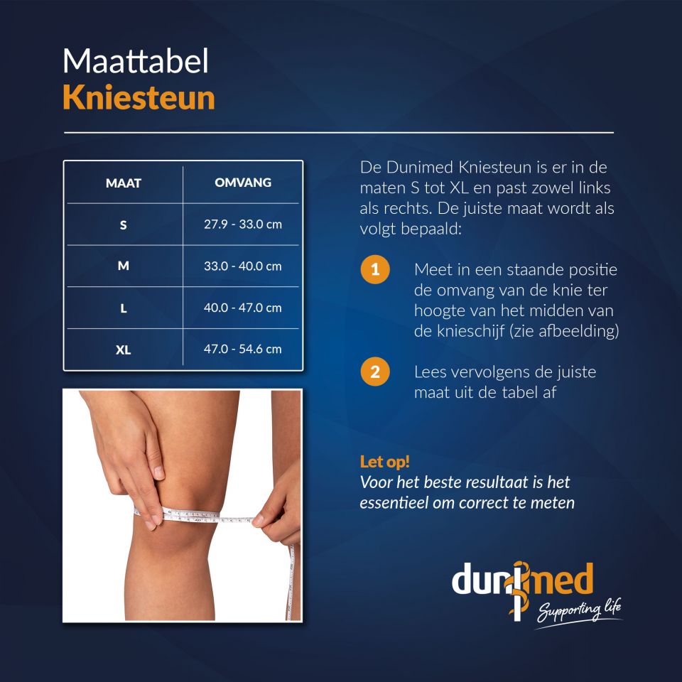 Maattabel Dunimed kniesteun