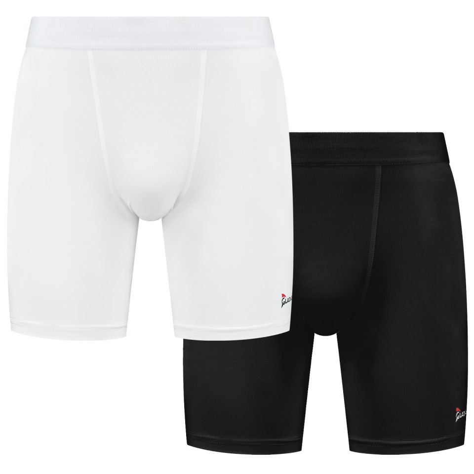 gladiator sports compressiebroek liesbroek heren wit en zwart voorkant