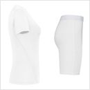 gladiator sports pakket compressiebroek en shirt dames shirt in wit vanaf de zijkant gefotografeerd