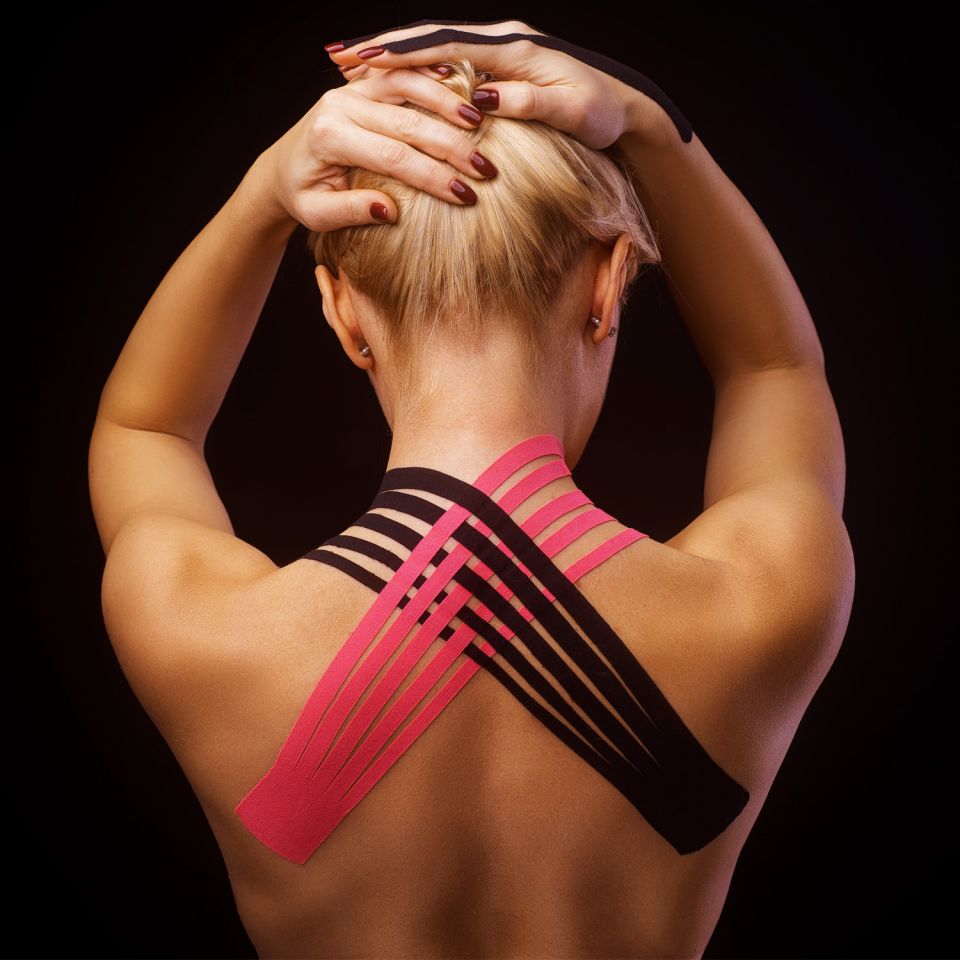 Kinesiotape 4 rollen plus 1 gratis opgeplakt