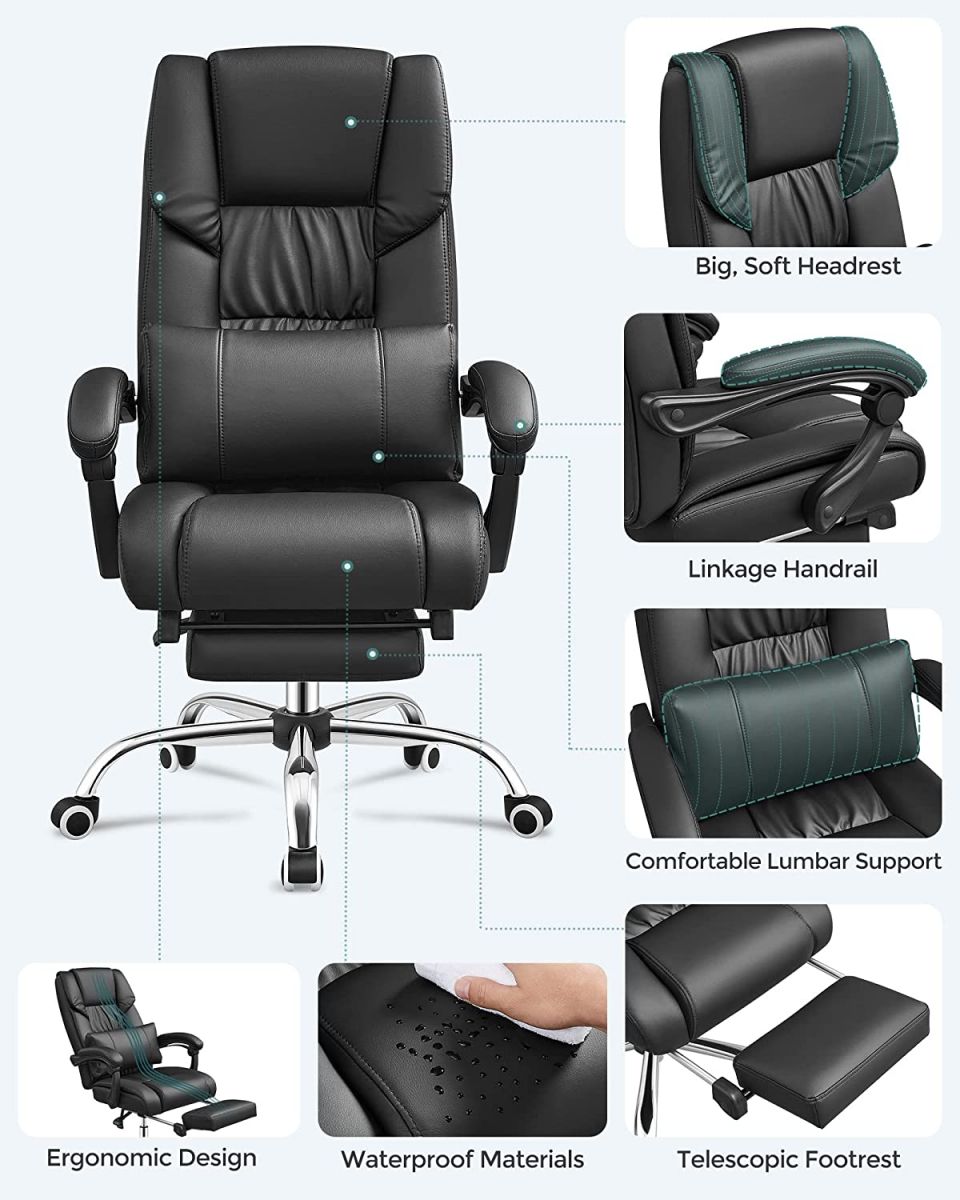 Laboratorium Normaal patroon Luxe bureaustoel met verstelbaar rugkussen en voetensteun | Podobrace.nl