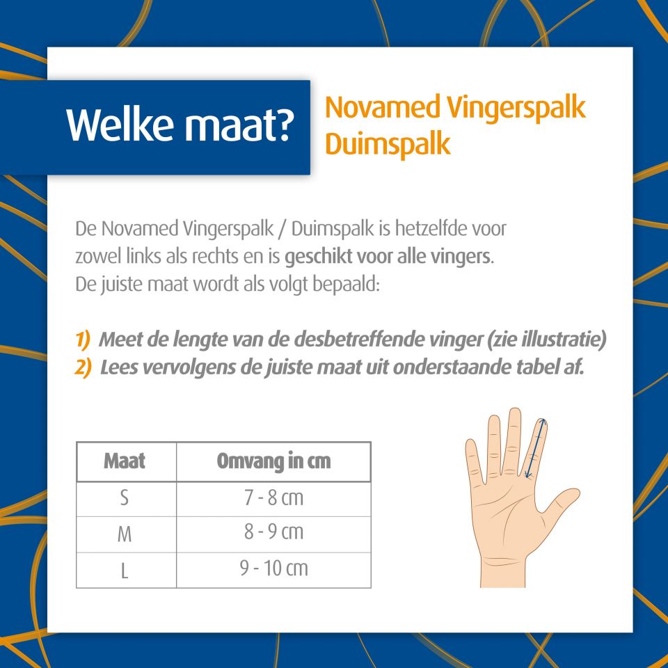 novamed vingerspalk duimspalk maattabel