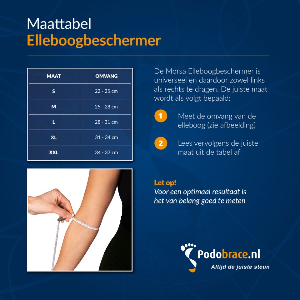 maattabel morsa elleboogbeschermer