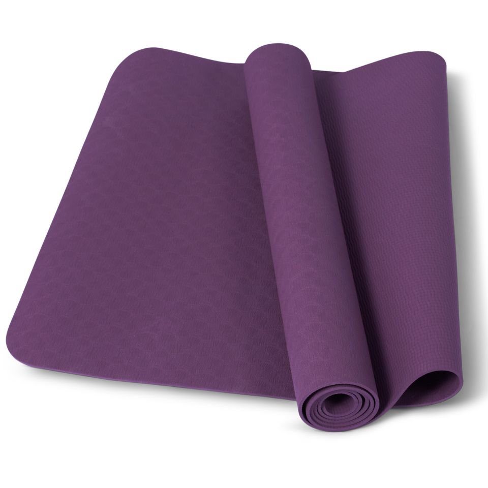 thuissport pakket yogamat paars opgerold