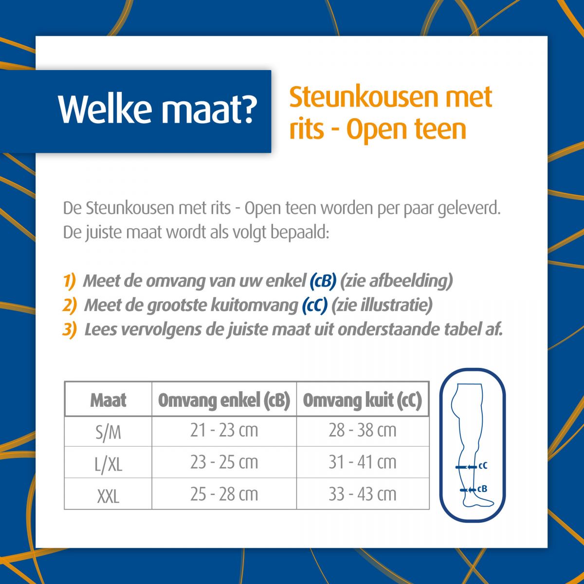 Steunkousen met rits en open teen per paar Podobrace
