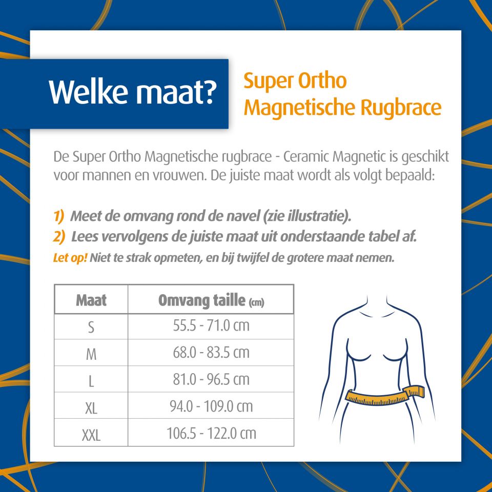 Maattabel Magnetische rugbrace