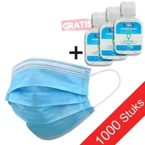 1000 mondkapjes met gratis handgel
