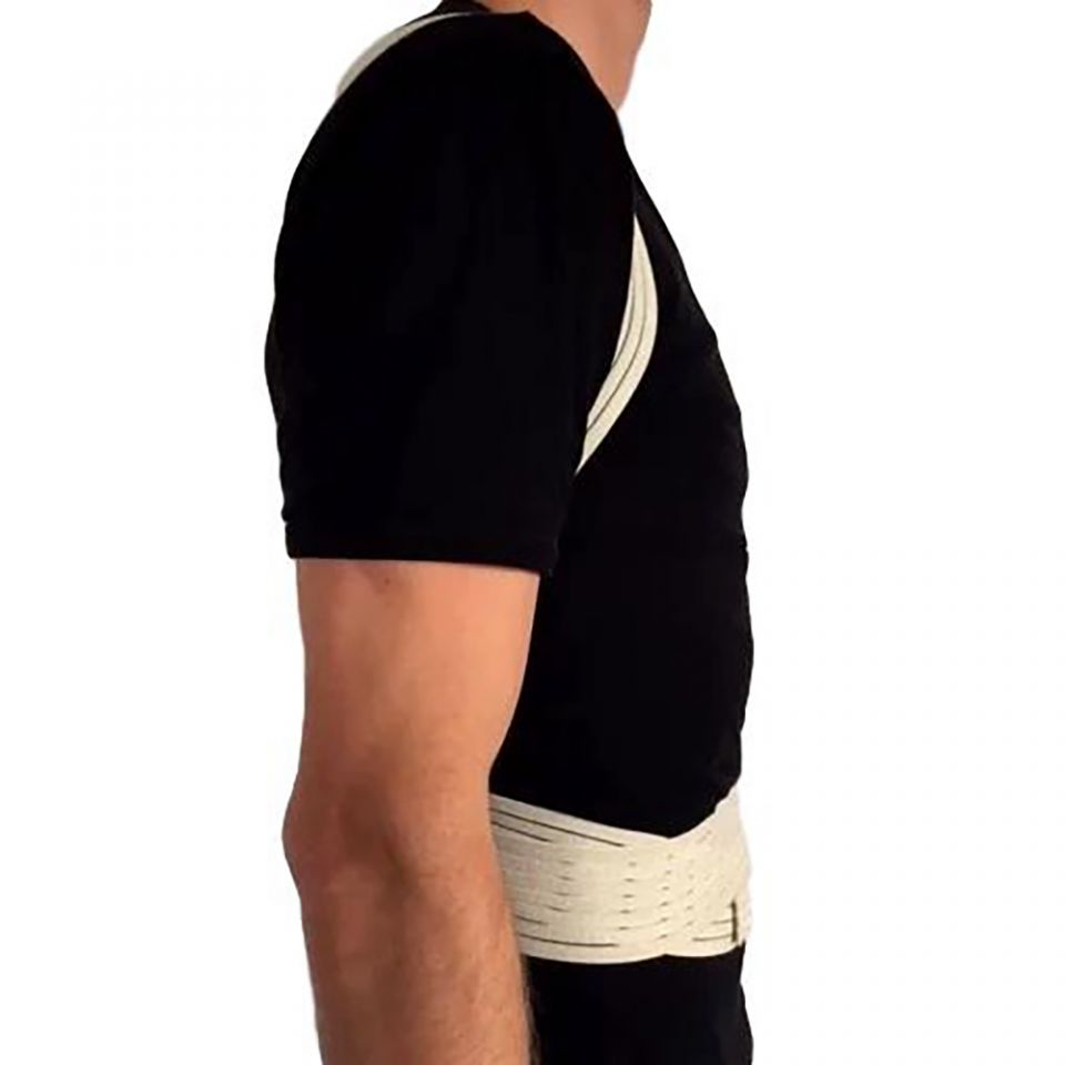 novamed ventilerende rugrechthouder houding corrector zijkant over shirt
