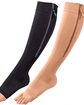 Steunkousen met rits skin en zwart