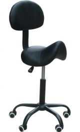 Ergonomische zadelkruk met rugleuning zwart