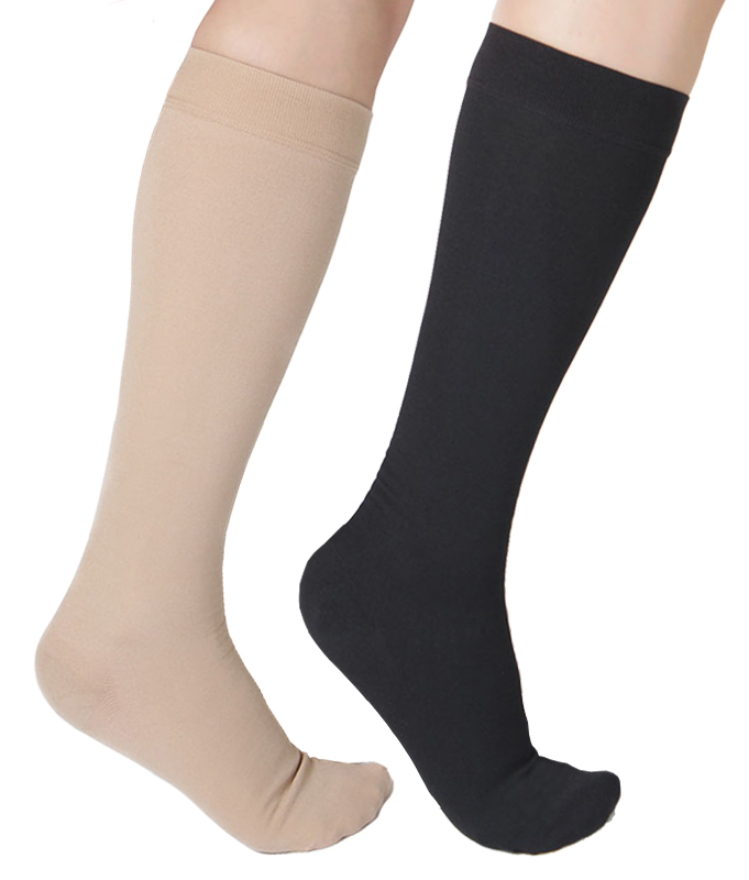 Dunimed premium comfort steunkousen drukklasse 1 - Gesloten teen (Per paar en in zwart en beige)