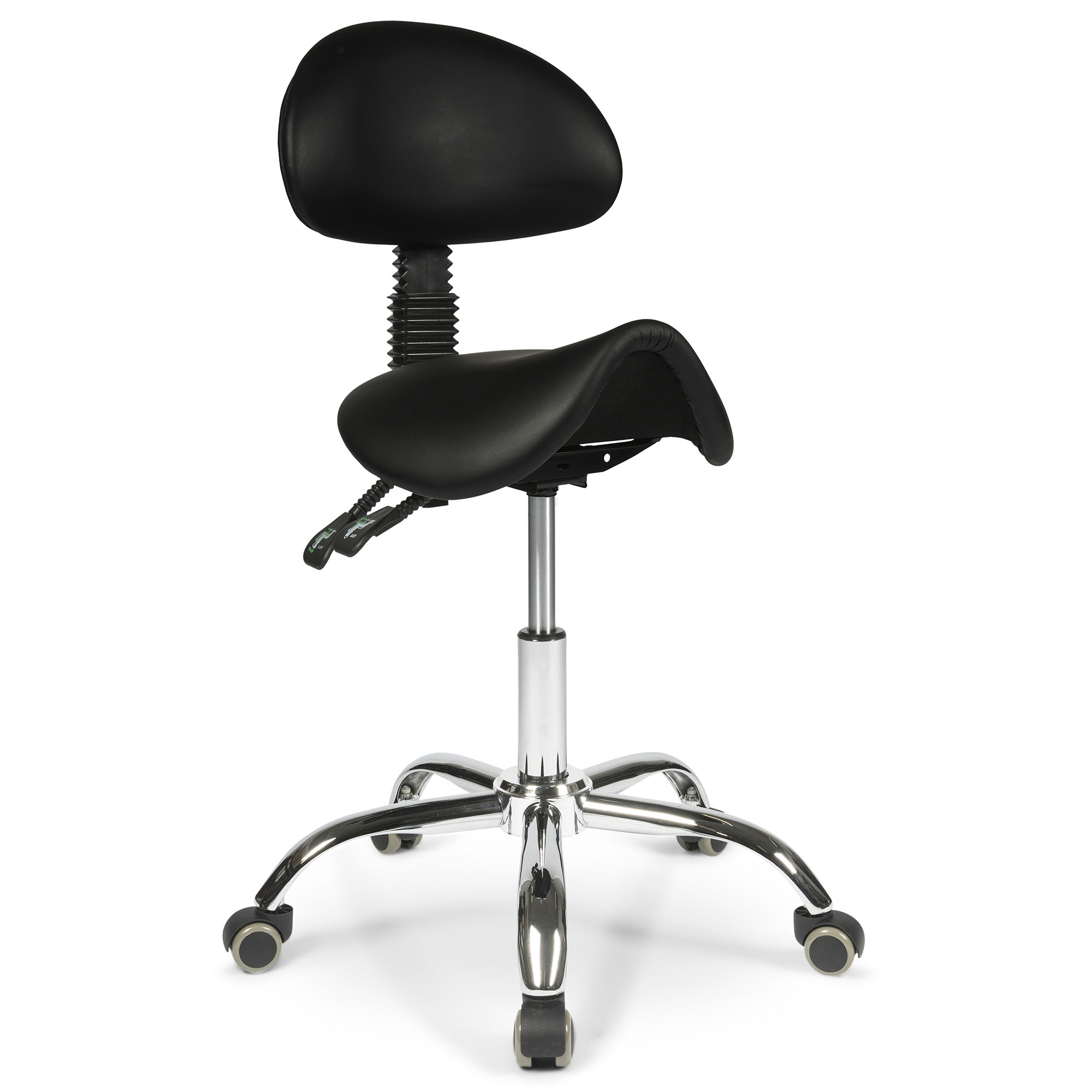 Dunimed Ergonomische Zadelkruk (met rugleuning) - Zwart