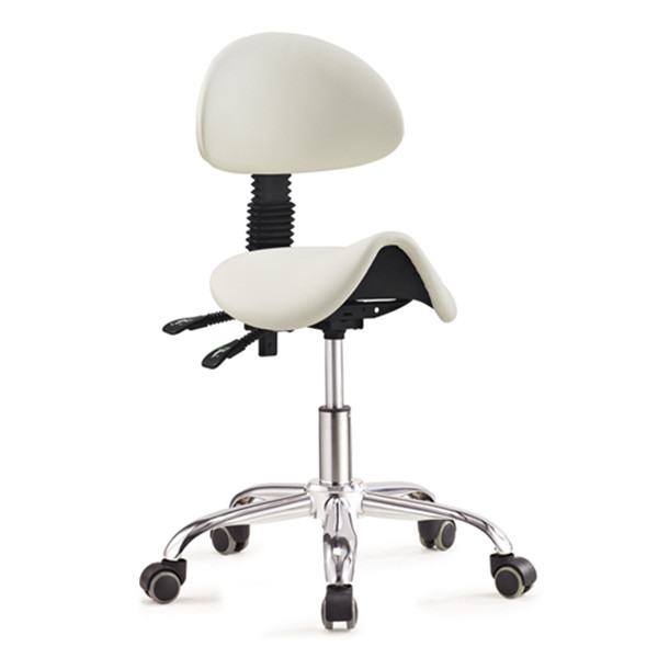 Ergolution Ergonomische Zadelkruk met rugleuning (wit)