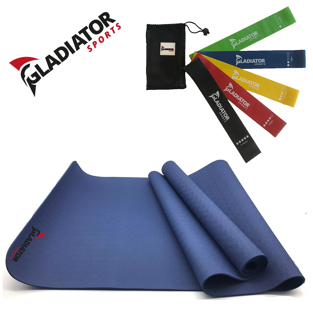 Thuissport Pakket - Yogamat Blauw + Weerstandsbanden