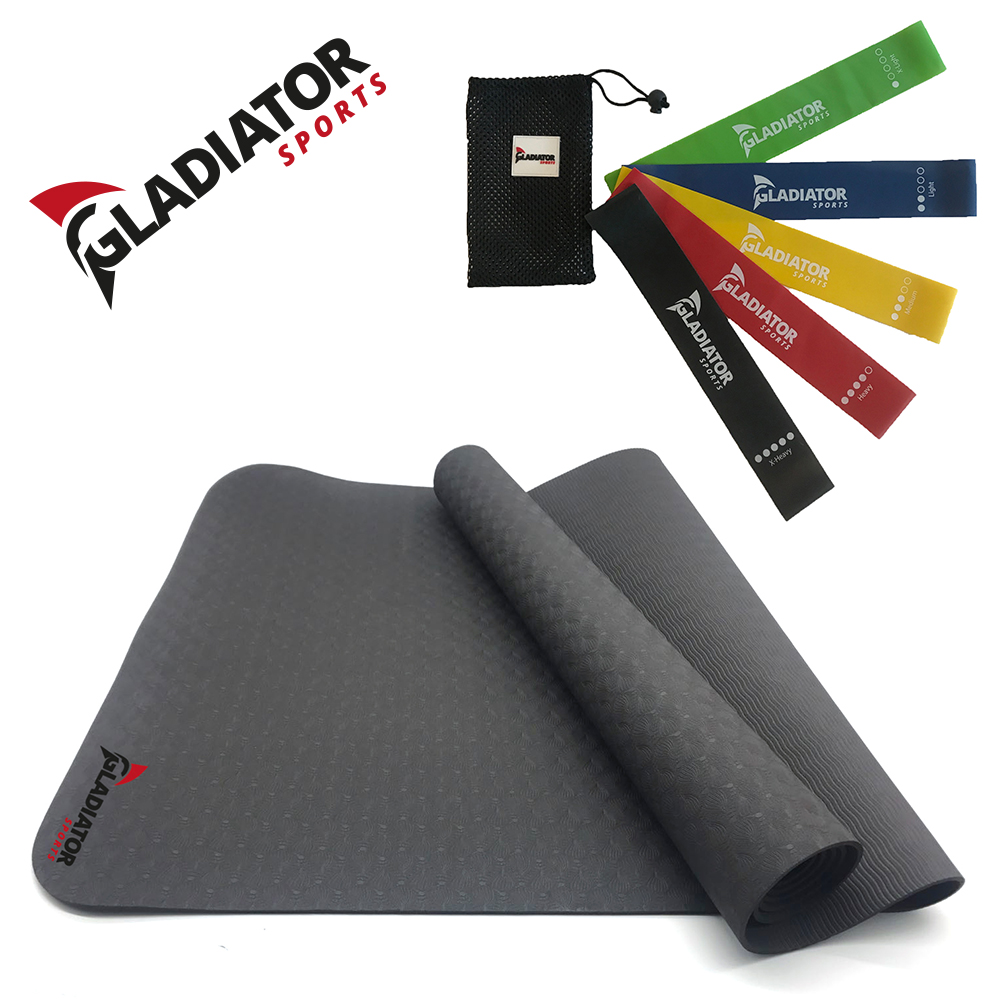 Thuissport Pakket - Yogamat Zwart + Weerstandsbanden