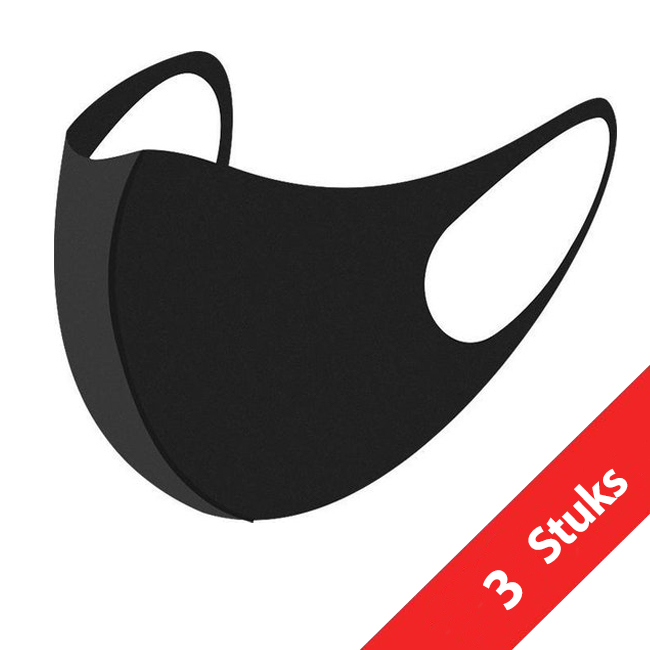 Wasbaar en herbruikbaar mondkapje / Fashion mask - 3 stuks (Zwart/roze)